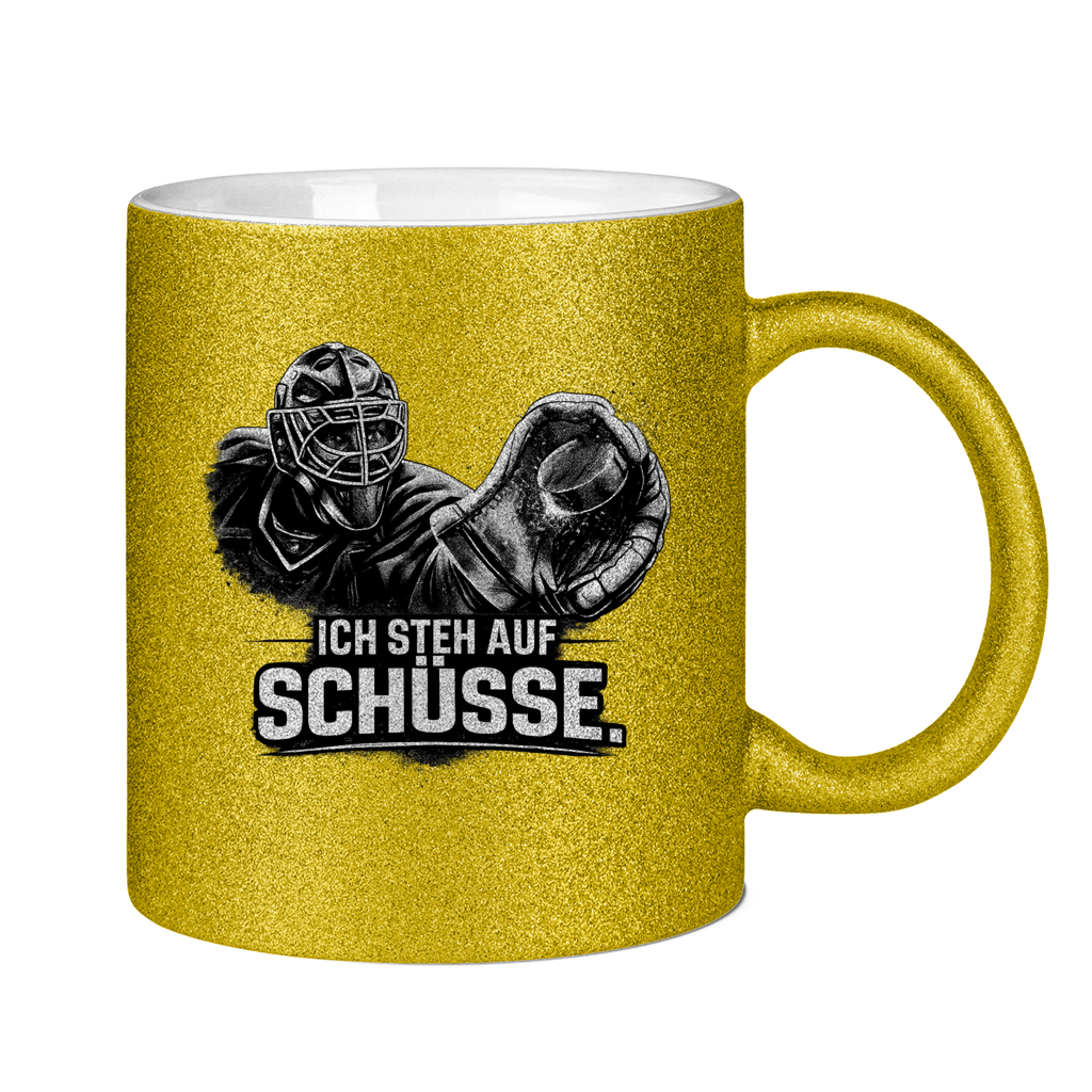Glitzertasse GOALIE - STEH AUF SCHÜSSE