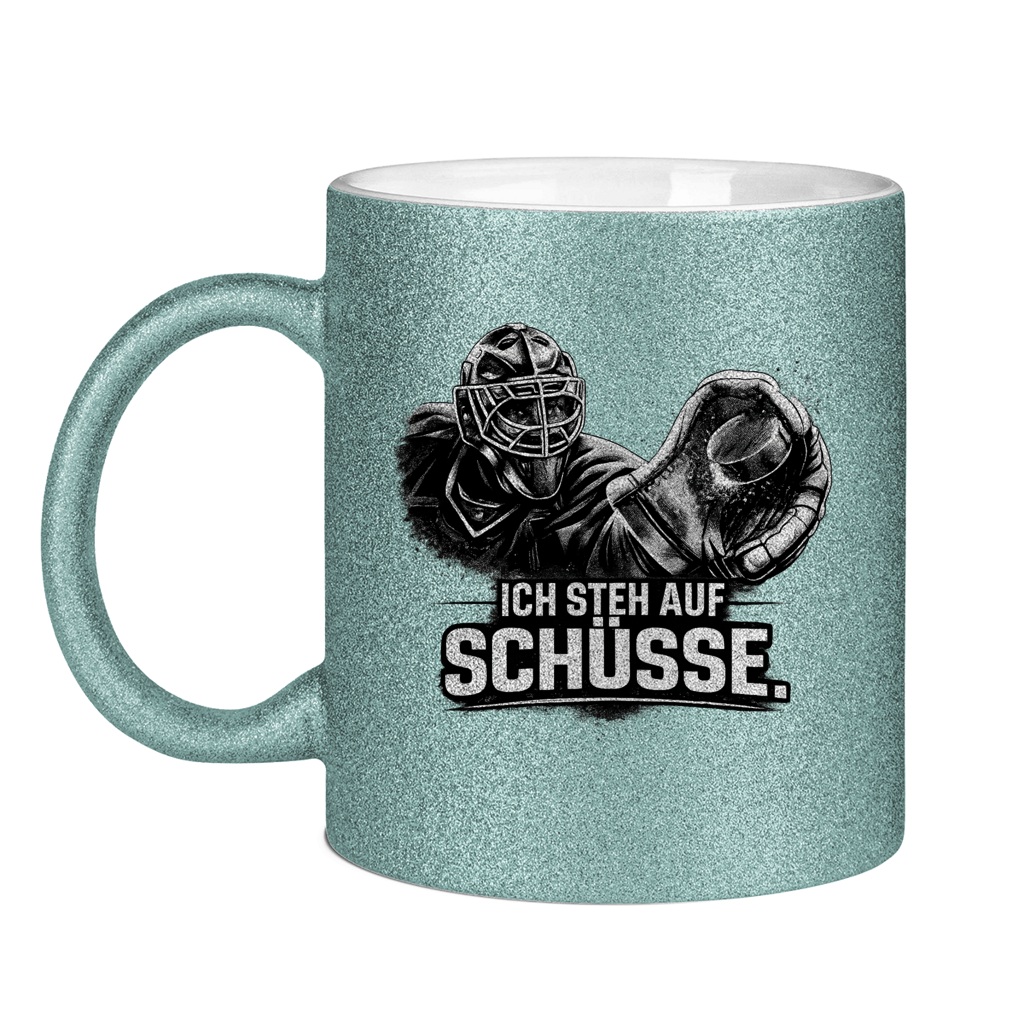 Glitzertasse GOALIE - STEH AUF SCHÜSSE