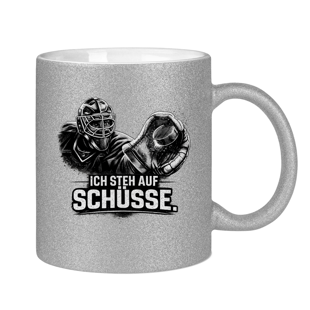 Glitzertasse GOALIE - STEH AUF SCHÜSSE
