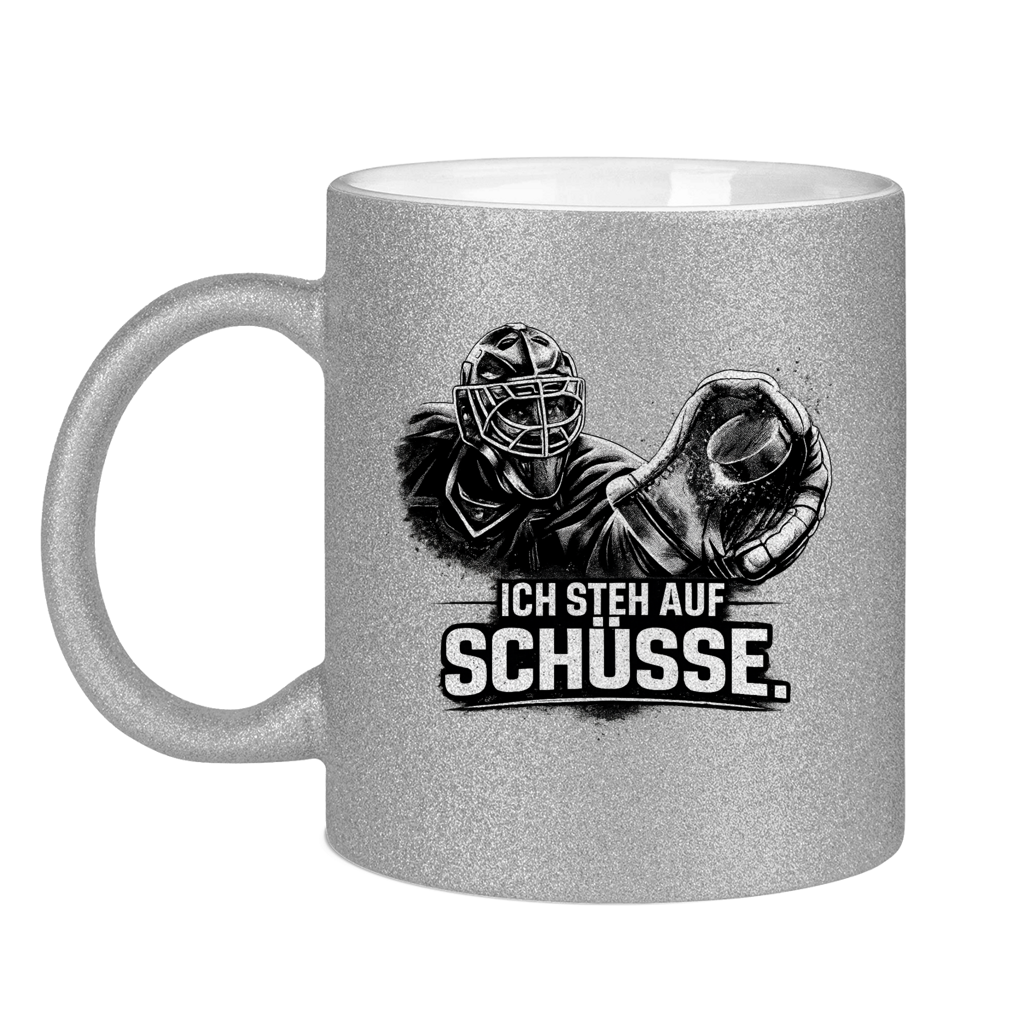 Glitzertasse GOALIE - STEH AUF SCHÜSSE