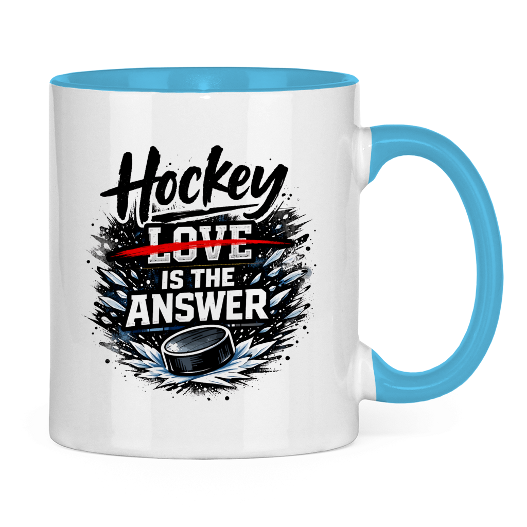 Tasse zweifarbig HOCKEY IS THE ANSWER