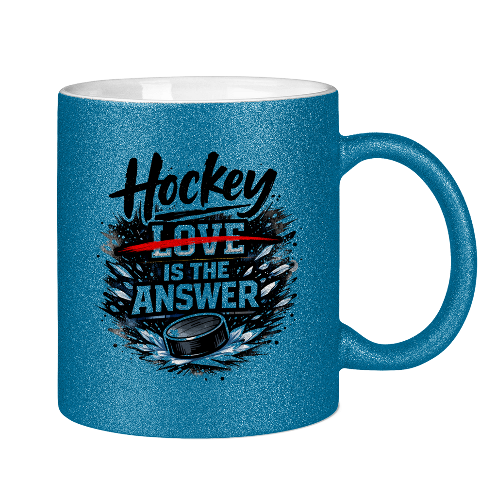 Glitzertasse HOCKEY IS THE ANSWER