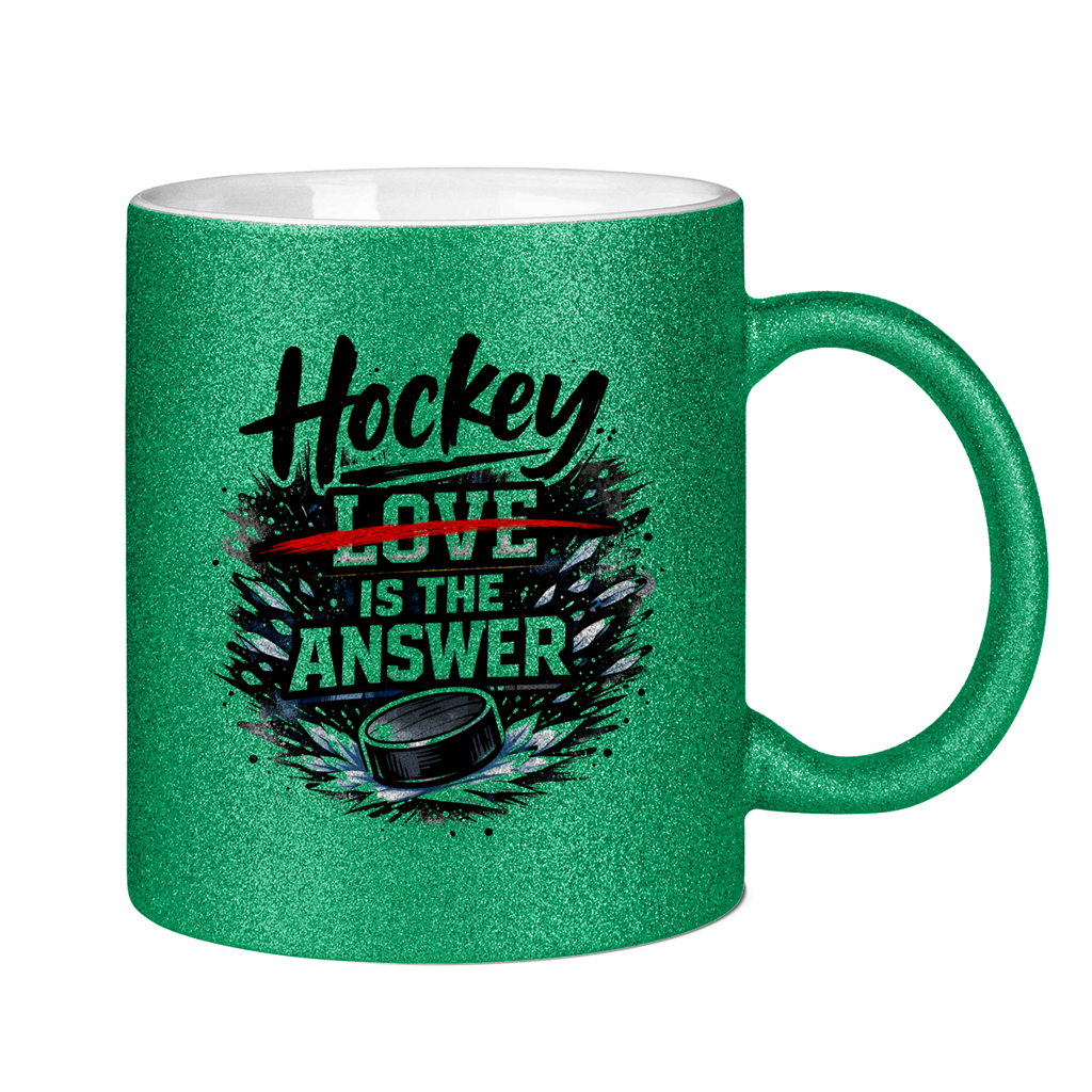 Glitzertasse HOCKEY IS THE ANSWER
