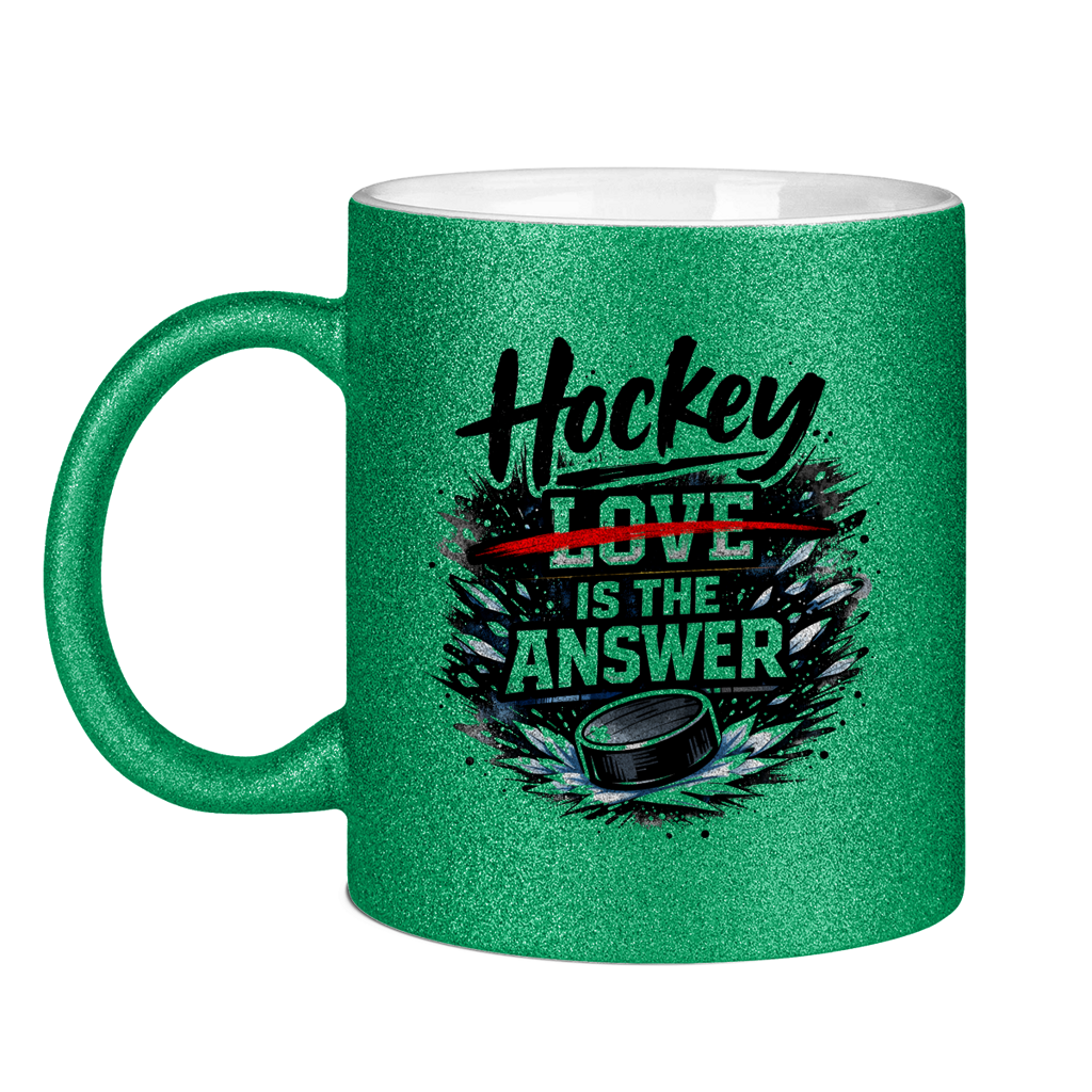 Glitzertasse HOCKEY IS THE ANSWER
