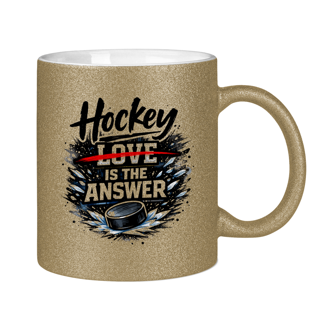 Glitzertasse HOCKEY IS THE ANSWER