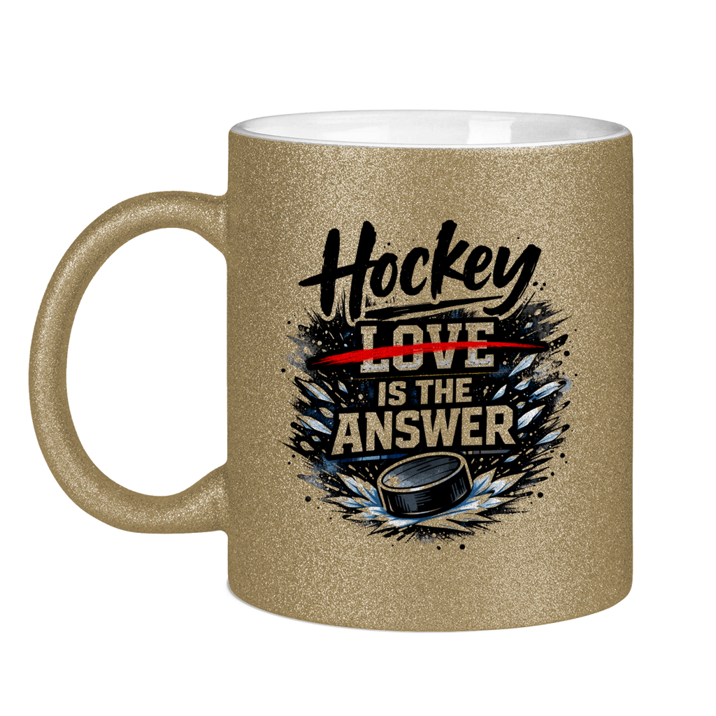 Glitzertasse HOCKEY IS THE ANSWER