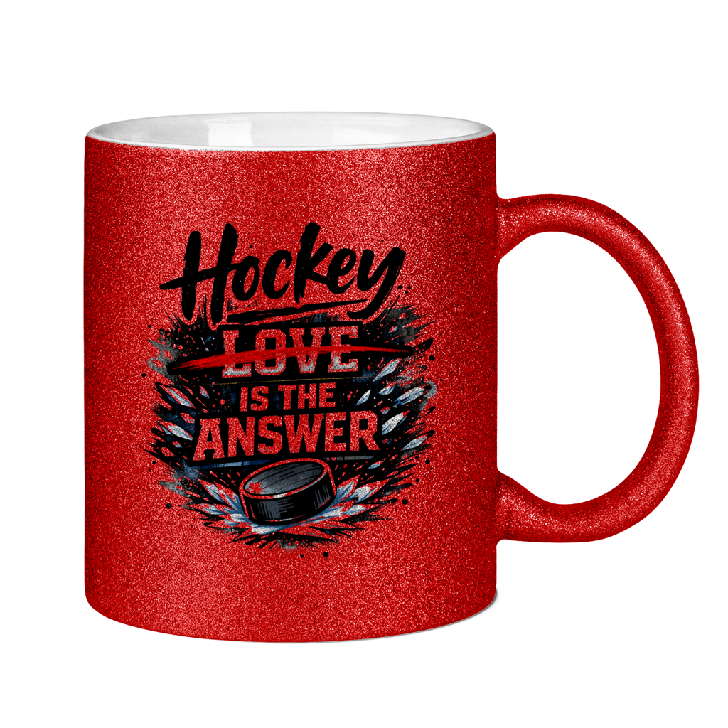Glitzertasse HOCKEY IS THE ANSWER