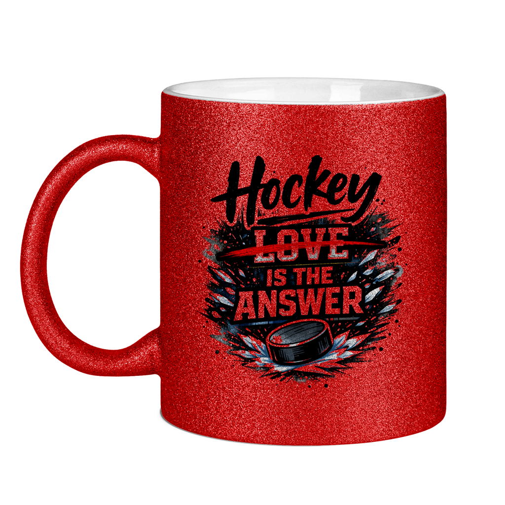 Glitzertasse HOCKEY IS THE ANSWER