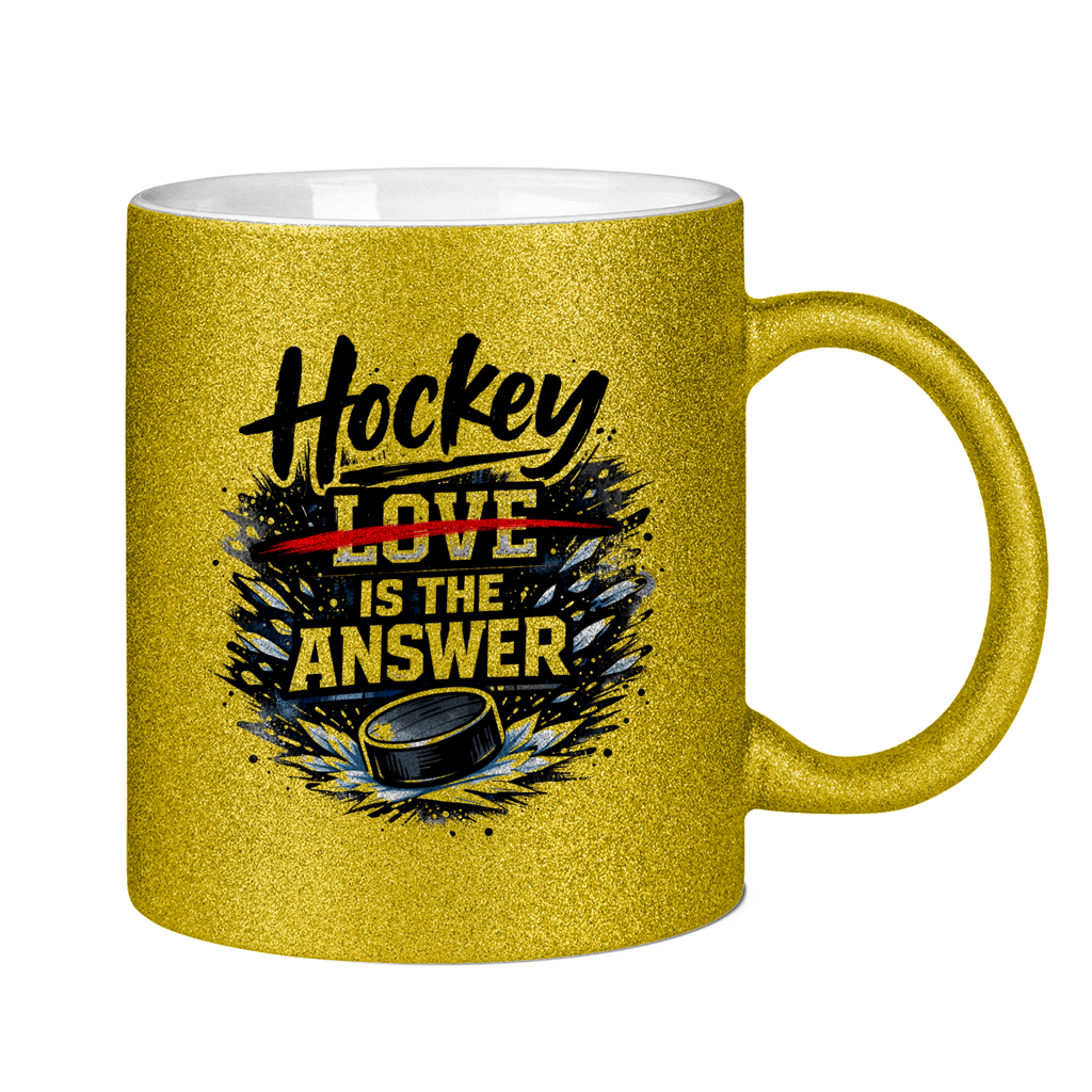 Glitzertasse HOCKEY IS THE ANSWER