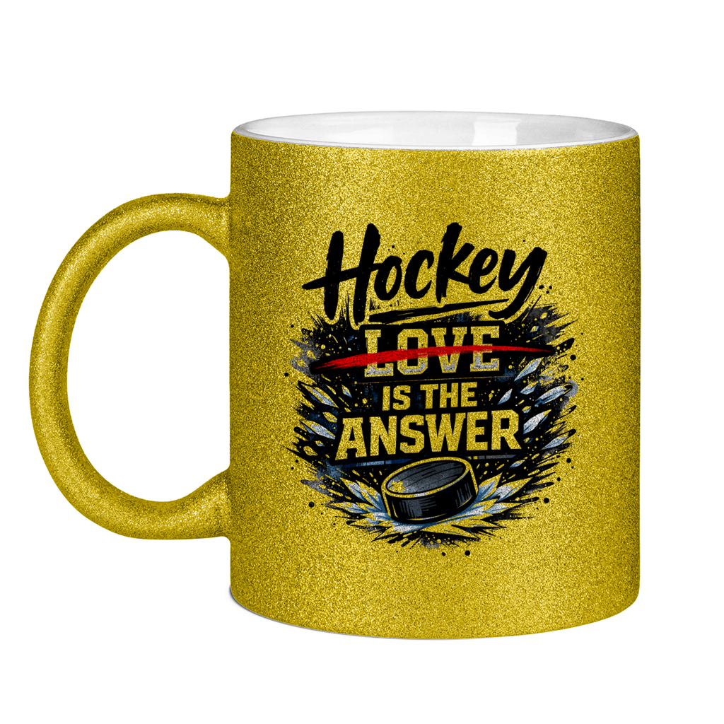 Glitzertasse HOCKEY IS THE ANSWER