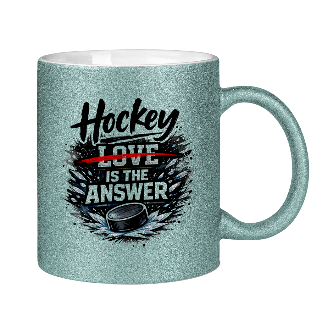 Glitzertasse HOCKEY IS THE ANSWER