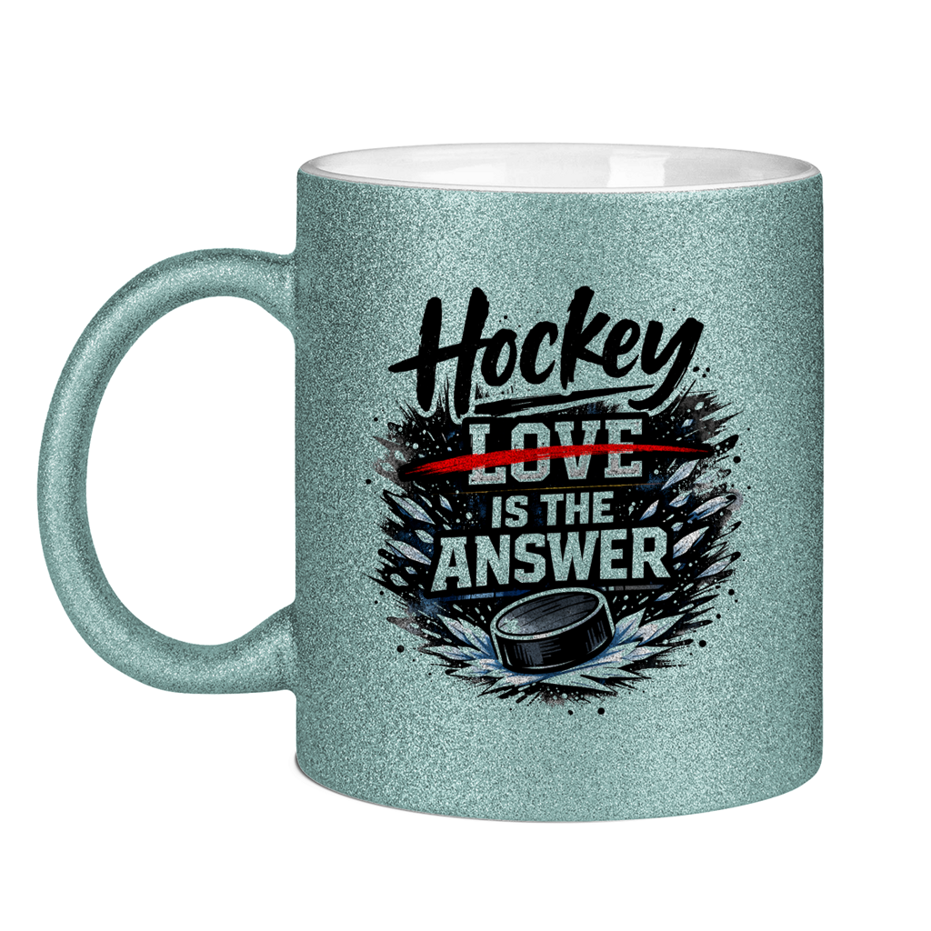Glitzertasse HOCKEY IS THE ANSWER