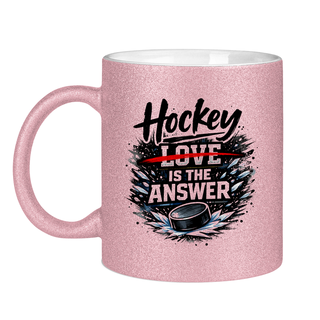 Glitzertasse HOCKEY IS THE ANSWER