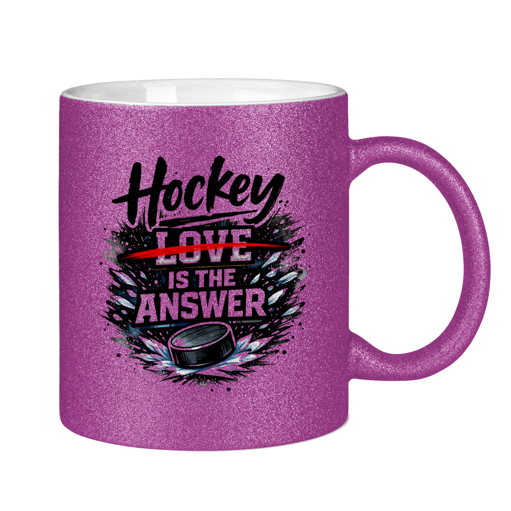 Glitzertasse HOCKEY IS THE ANSWER