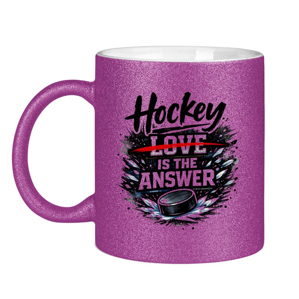 Glitzertasse HOCKEY IS THE ANSWER