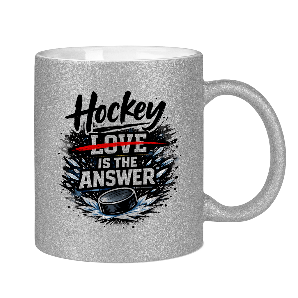 Glitzertasse HOCKEY IS THE ANSWER