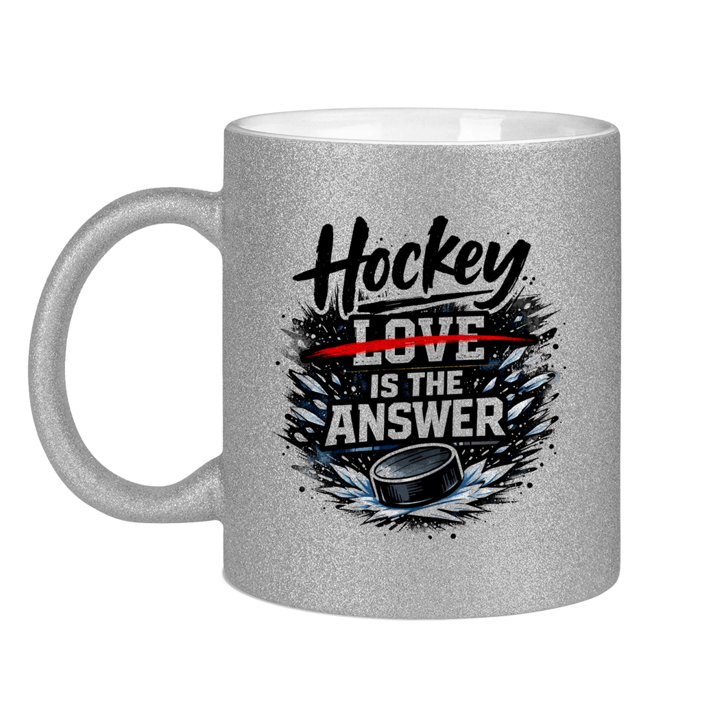 Glitzertasse HOCKEY IS THE ANSWER