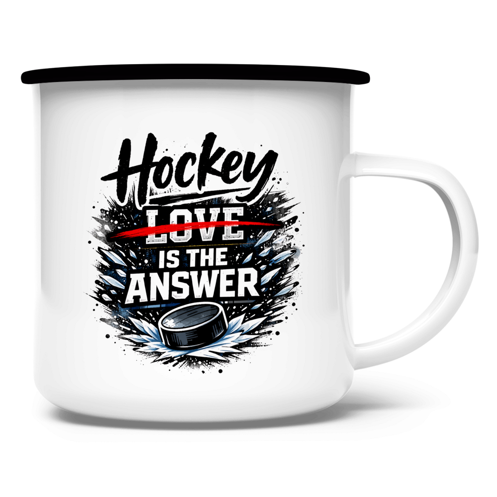 Emaille Tasse HOCKEY IS THE ANSWER