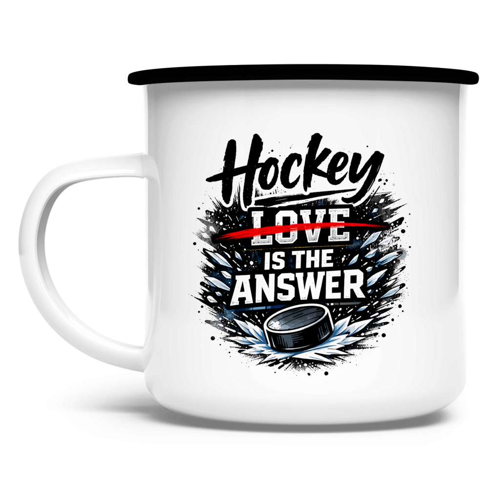 Emaille Tasse HOCKEY IS THE ANSWER