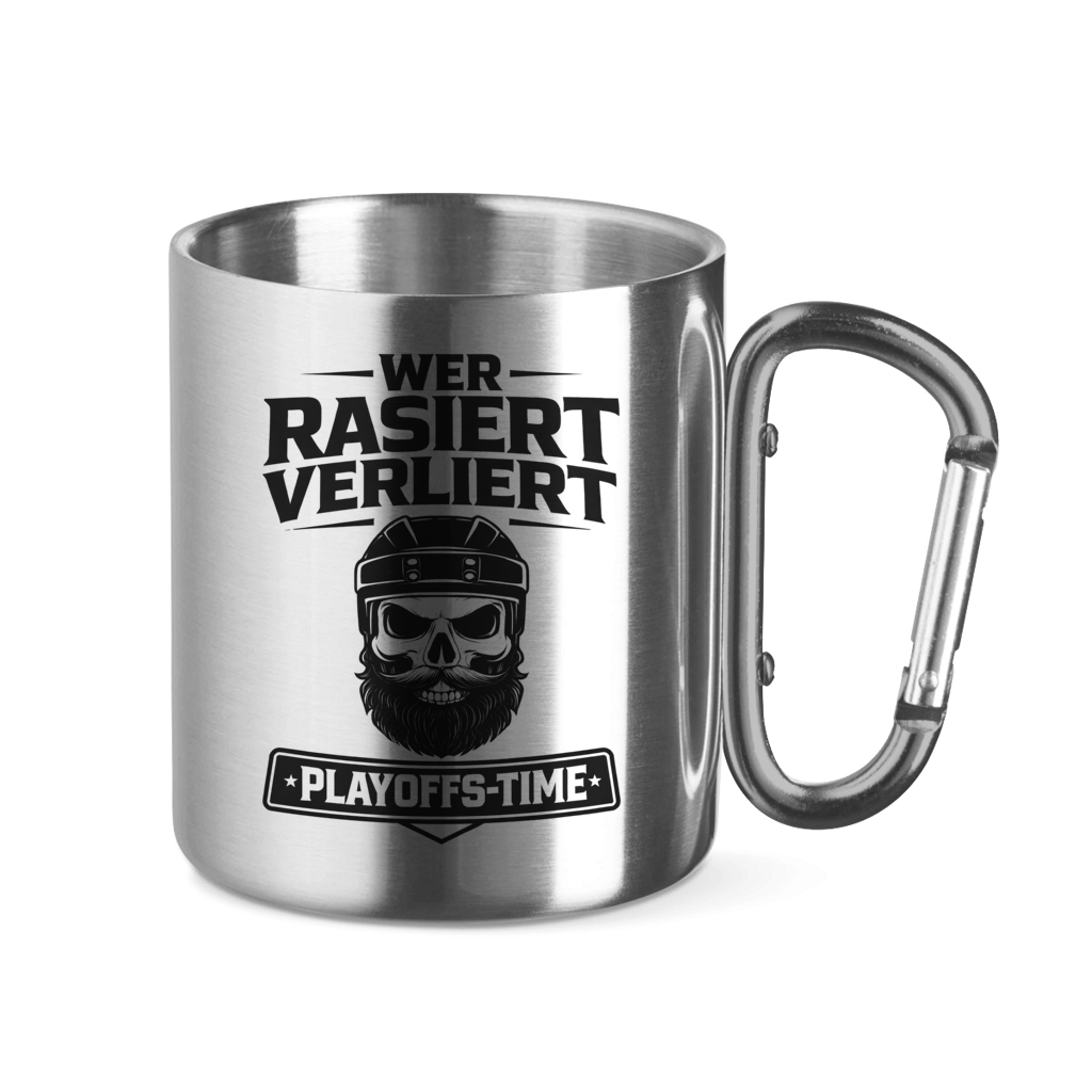 Edelstahltasse PLAYOFFS WER RASIERT VERLIERT