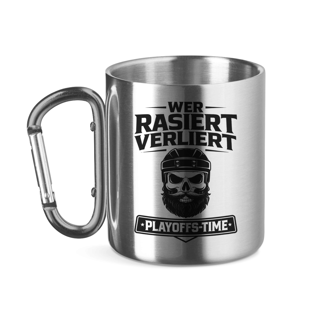 Edelstahltasse PLAYOFFS WER RASIERT VERLIERT