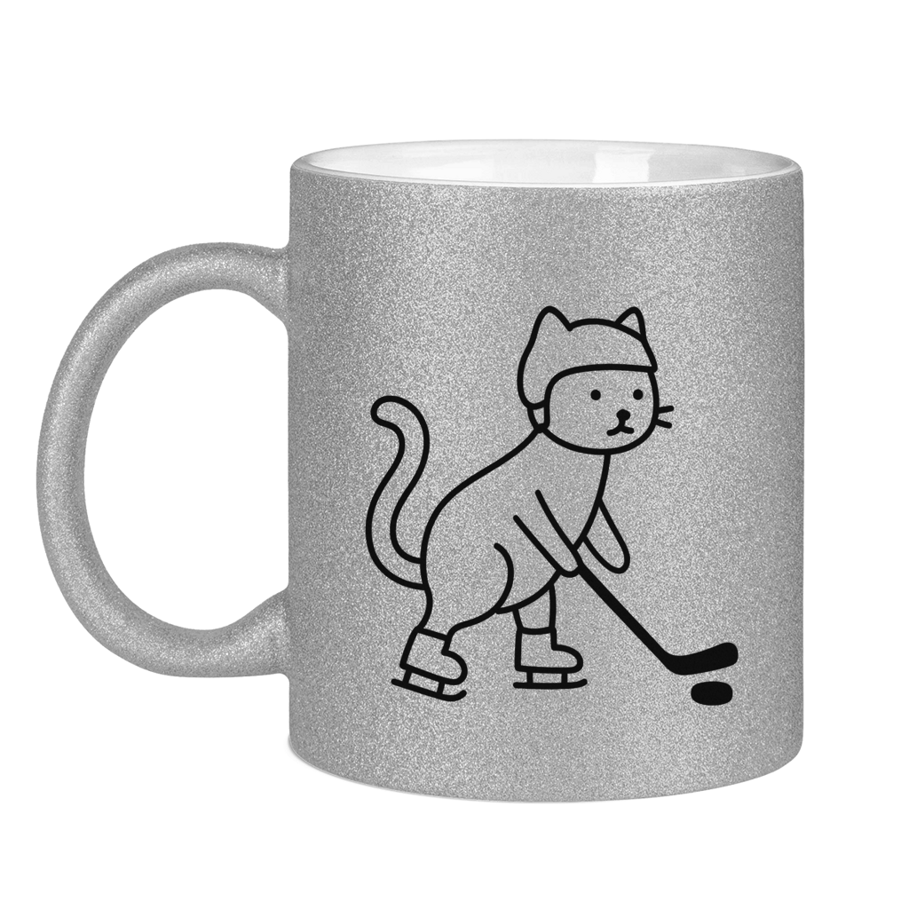 Glitzertasse HOCKEY CAT