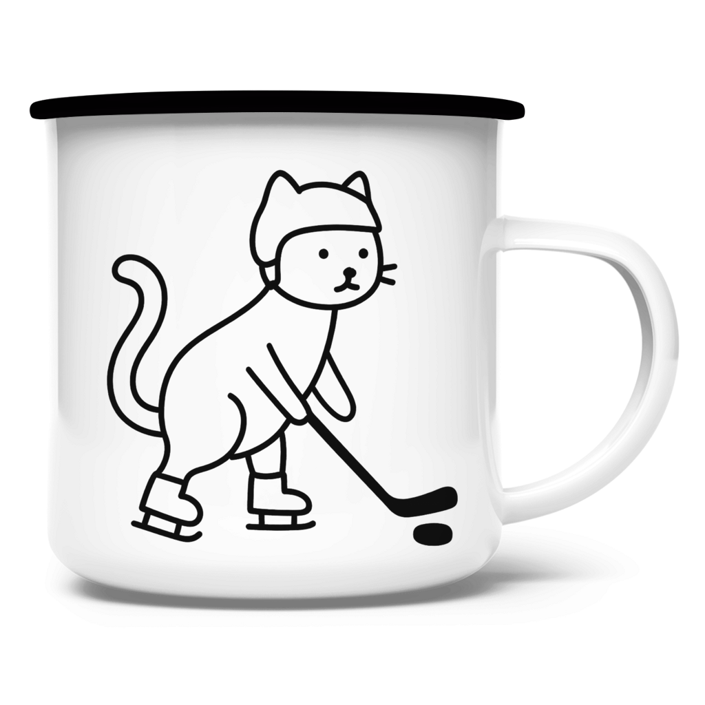 Emaille Tasse HOCKEY CAT