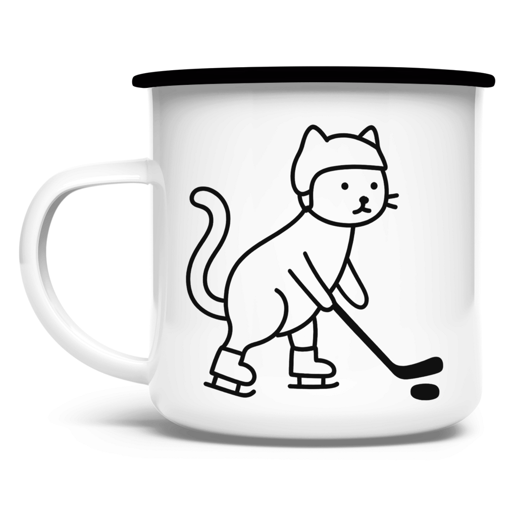 Emaille Tasse HOCKEY CAT
