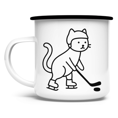 Emaille Tasse HOCKEY CAT
