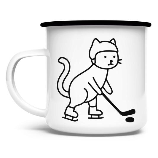 Emaille Tasse HOCKEY CAT