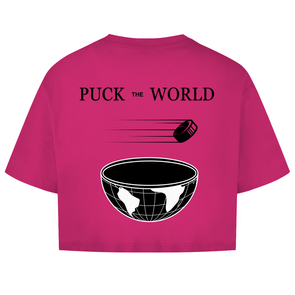 Damen Oversize Crop Top PUCK THE WORLD