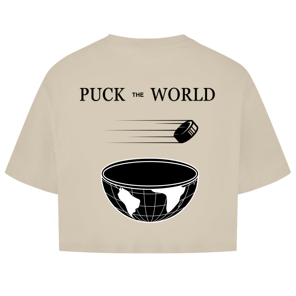 Damen Oversize Crop Top PUCK THE WORLD