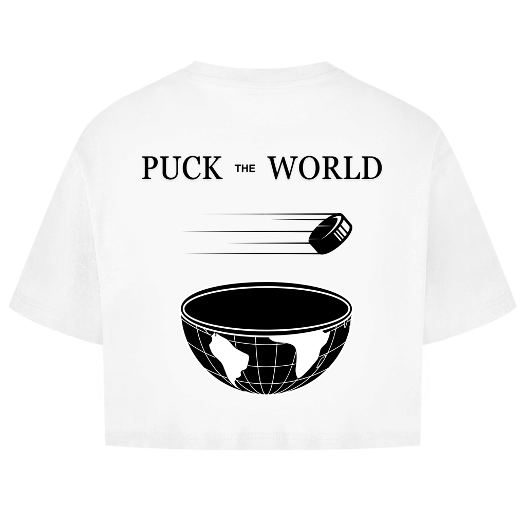 Damen Oversize Crop Top PUCK THE WORLD