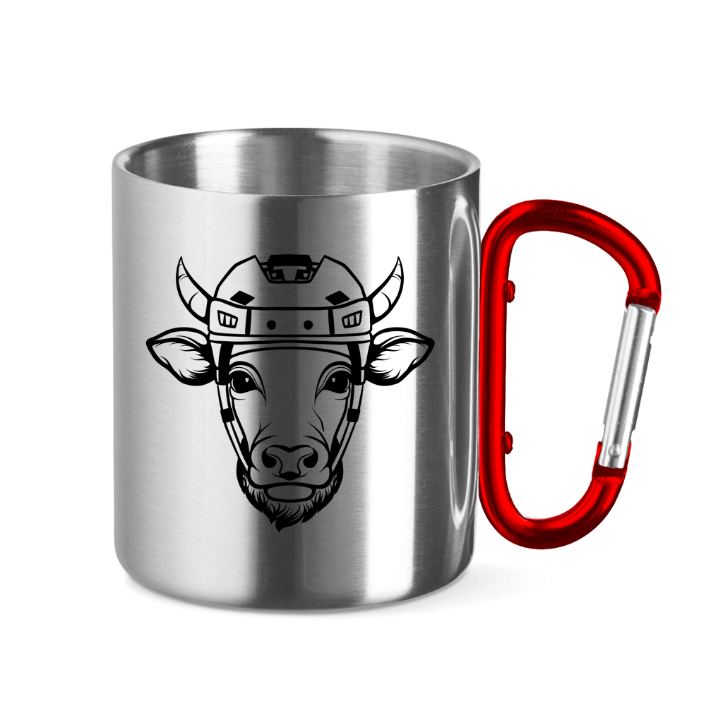 Edelstahltasse mit Karabinergriff HOCKEYKUH