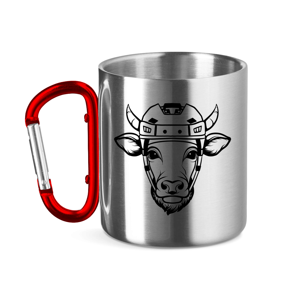 Edelstahltasse mit Karabinergriff HOCKEYKUH