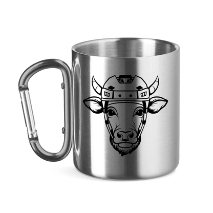 Edelstahltasse mit Karabinergriff HOCKEYKUH