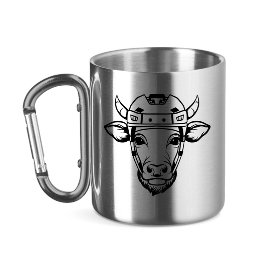 Edelstahltasse mit Karabinergriff HOCKEYKUH