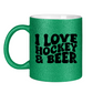 Glitzertasse I LOVE HOCKEY & BEER