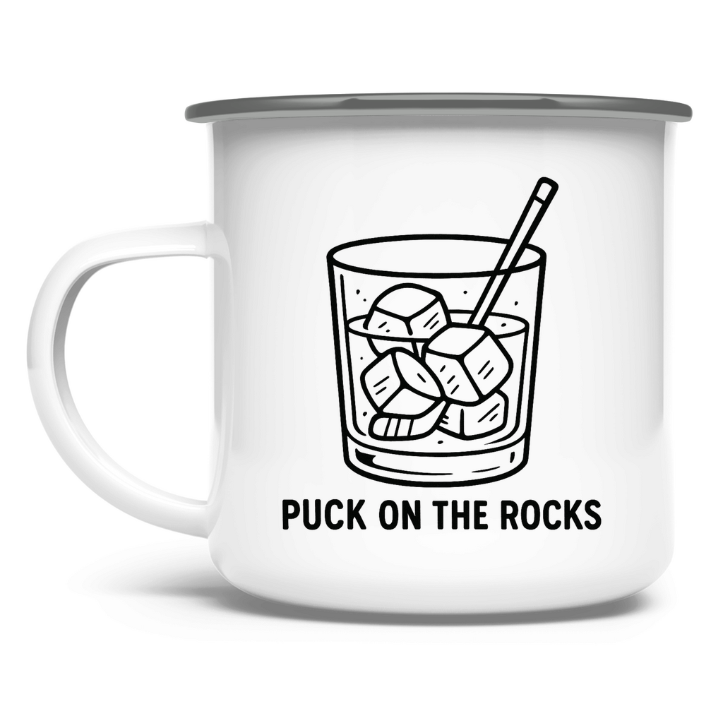 Emaille Tasse PUCK ON THE ROCKS