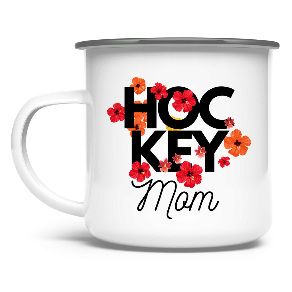 Emaille Tasse HOCKEY MOM FLOWERS