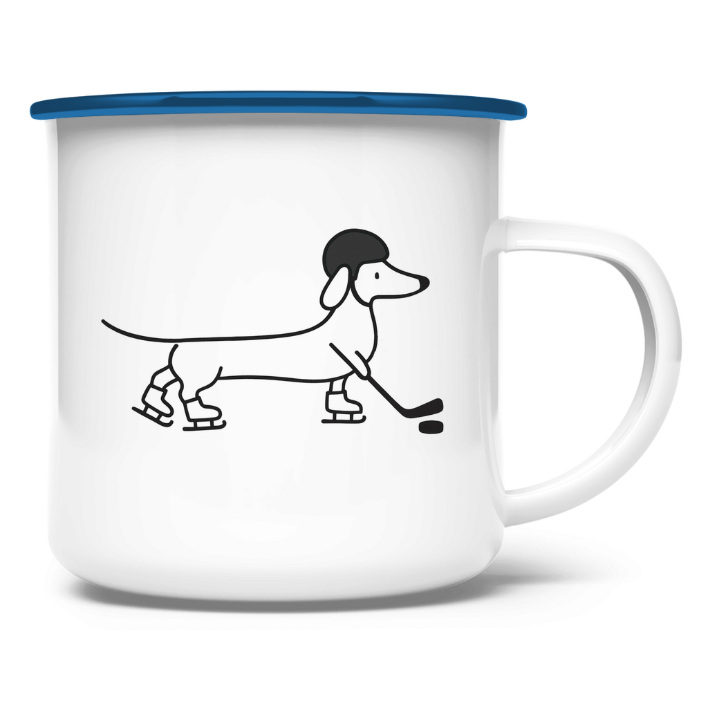 Emaille Tasse HOCKEY DACKEL