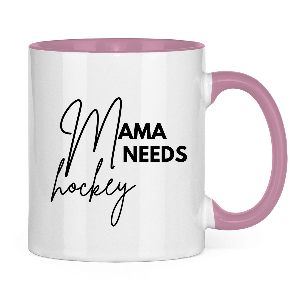 Tasse zweifarbig MAMA NEEDS HOCKEY