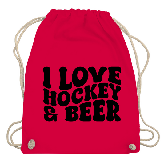 Turnbeutel  I LOVE HOCKEY & BEER
