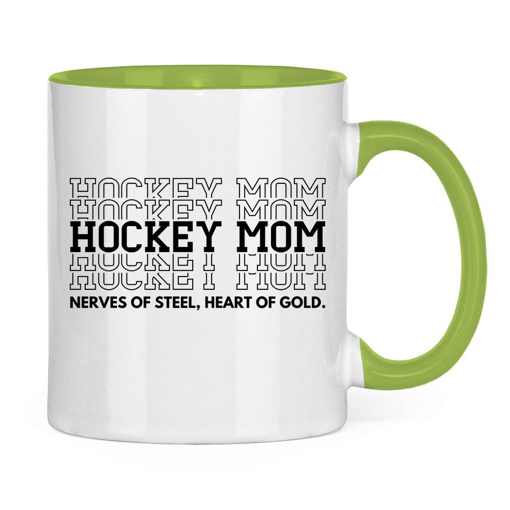 Tasse zweifarbig HOCKEYMOM NERVES & HEART