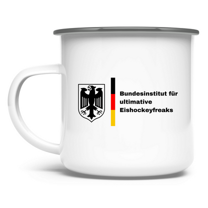 Emaille Tasse BUNDESINSTITUT HOCKEYFREAKS