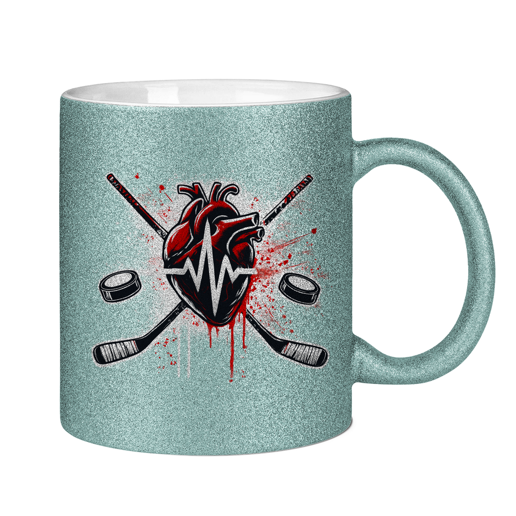 Glitzertasse HOCKEY HEARTBEAT