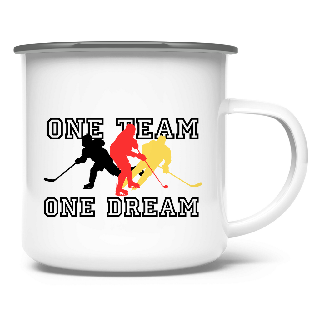 Emaille Tasse ONE TEAM-ONE DREAM GER