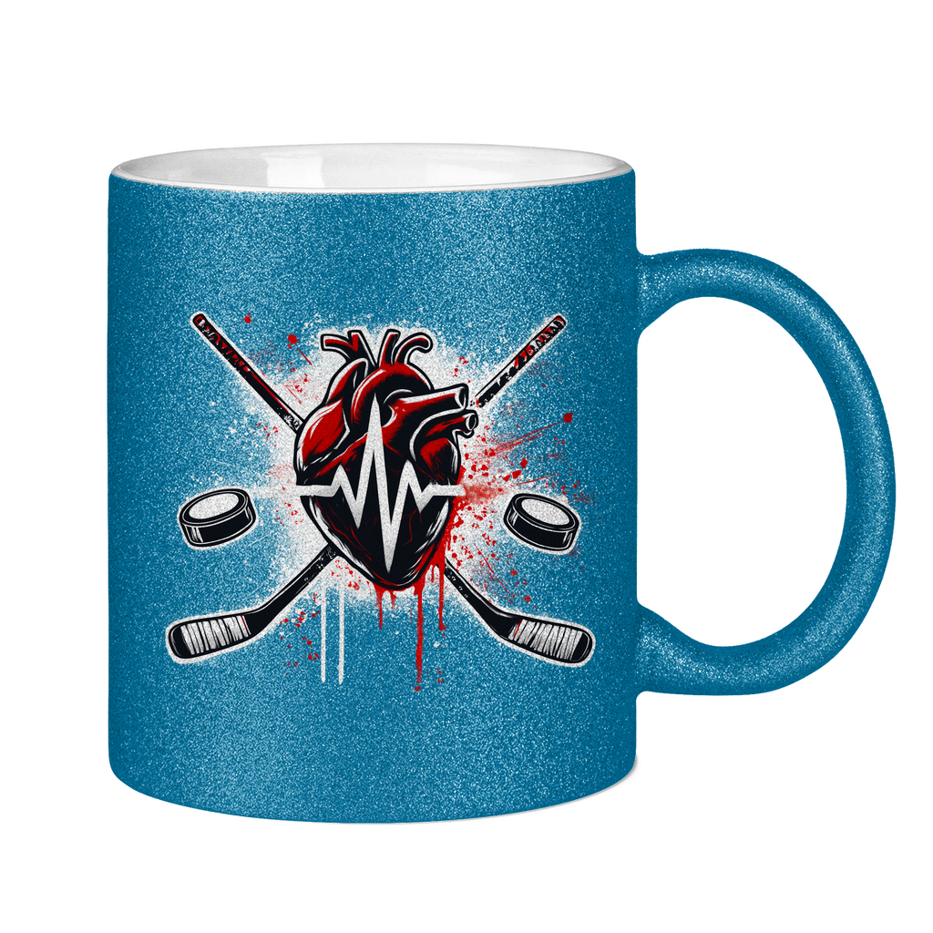 Glitzertasse HOCKEY HEARTBEAT