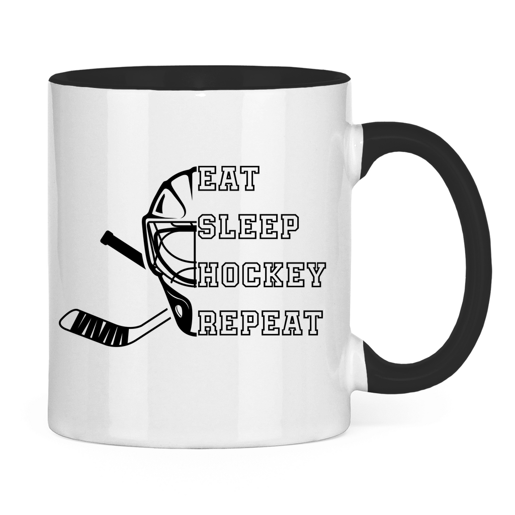 Tasse zweifarbig EAT, SLEEP GOALIE