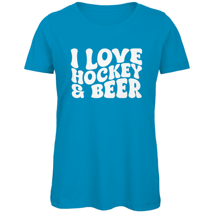 Ladies T-Shirt I LOVE HOCKEY & BEER